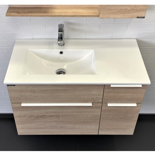 Тумба с раковиной Comforty Варна 00-00009919 90 см (дуб сонома) подвесная