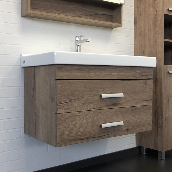 Тумба с раковиной Comforty Никосия 80П 00-00008856 80 см (дуб тёмный) подвесная