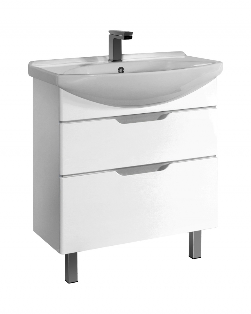 Тумба под раковину Dreja.eco Laguna Plus 85 см (белый) напольная, 2 ящика