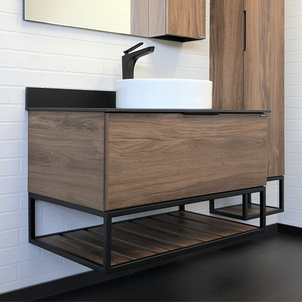 Тумба с раковиной Comforty Порто 00-00008927 90 см (дуб тёмно-коричневый) подвесная