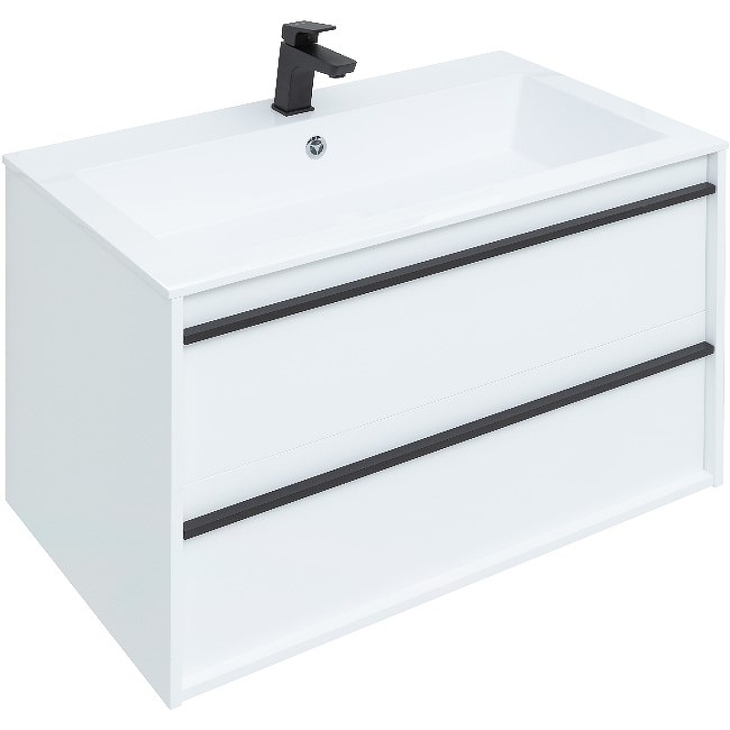 Тумба под раковину Aquanet Lino 90 см (белый матовый) подвесная