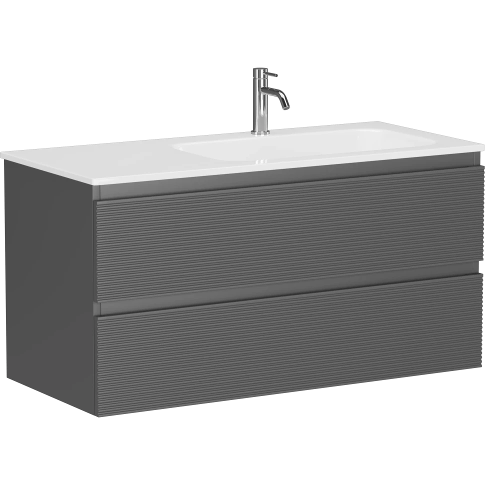 Тумба под раковину Sancos Folk FL100RGS 99 см (тёмно-серый матовый) подвесная R