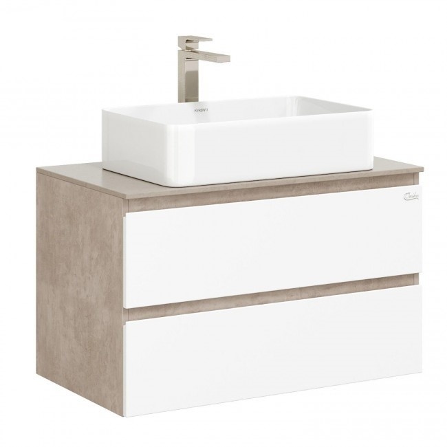 Тумба под раковину Onika Алеста 108054 80см (белый/камень светлый) подвесная