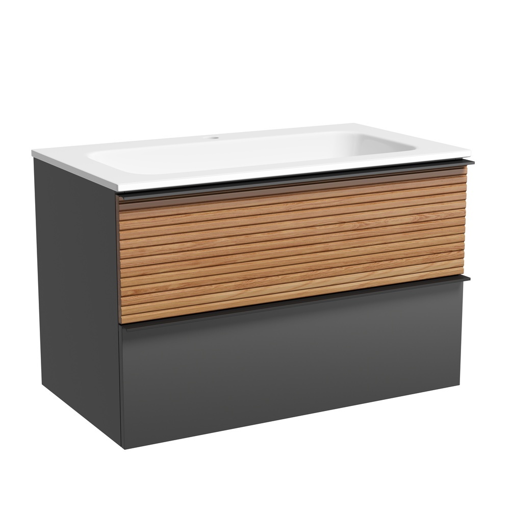 Тумба под раковину Sancos Delta DL80GR 80 см (дуб/графит матовый) подвесная
