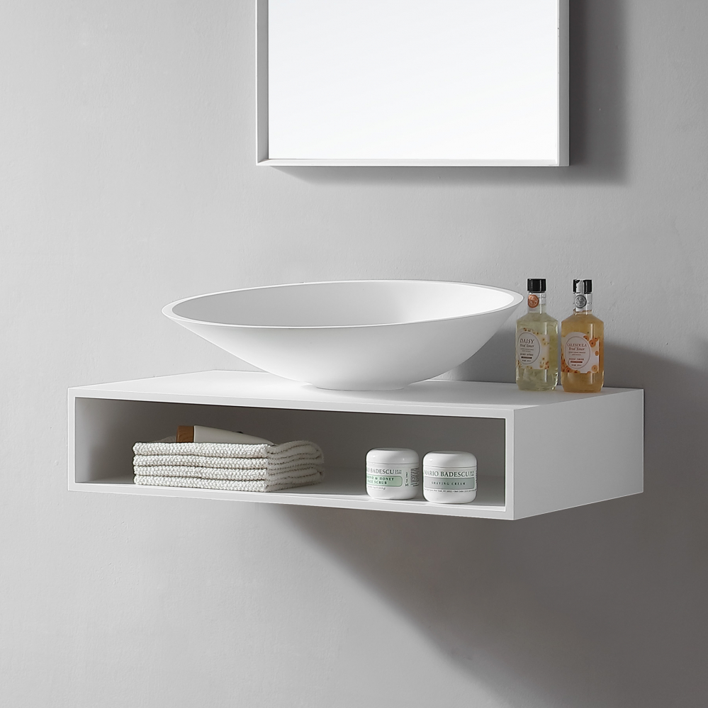 Тумба с раковиной Abber Stein AS1612 80 см (белый матовый) подвесная