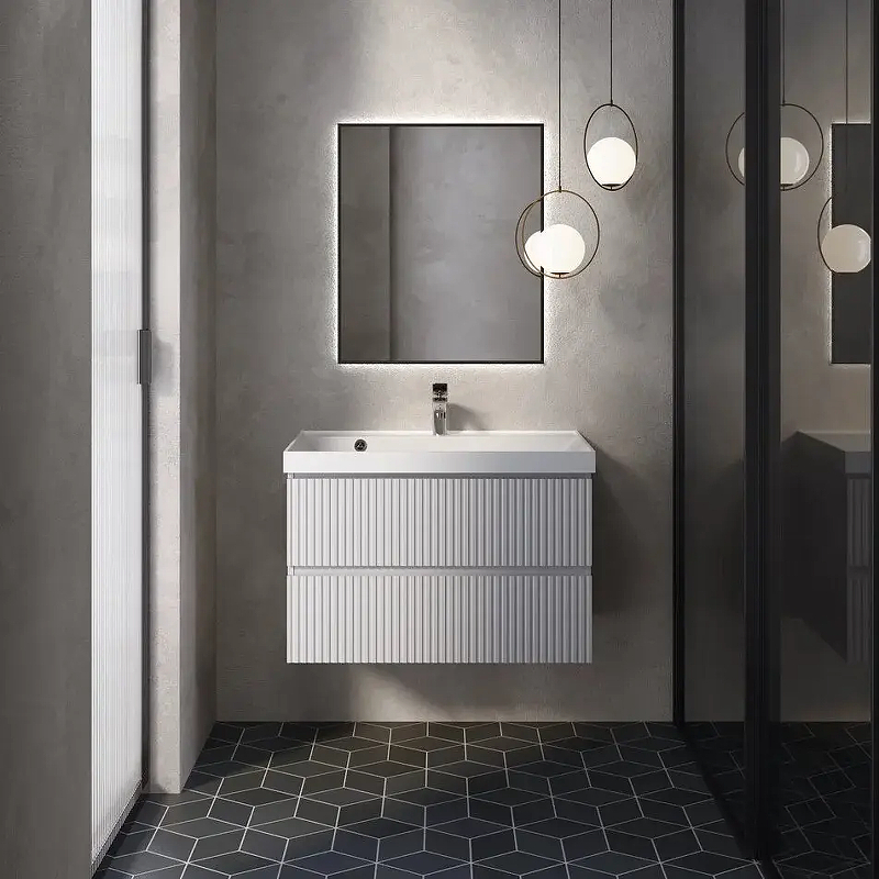 Тумба с раковиной AQUAme S1 AQM900180WH 80 см (белый) подвесная