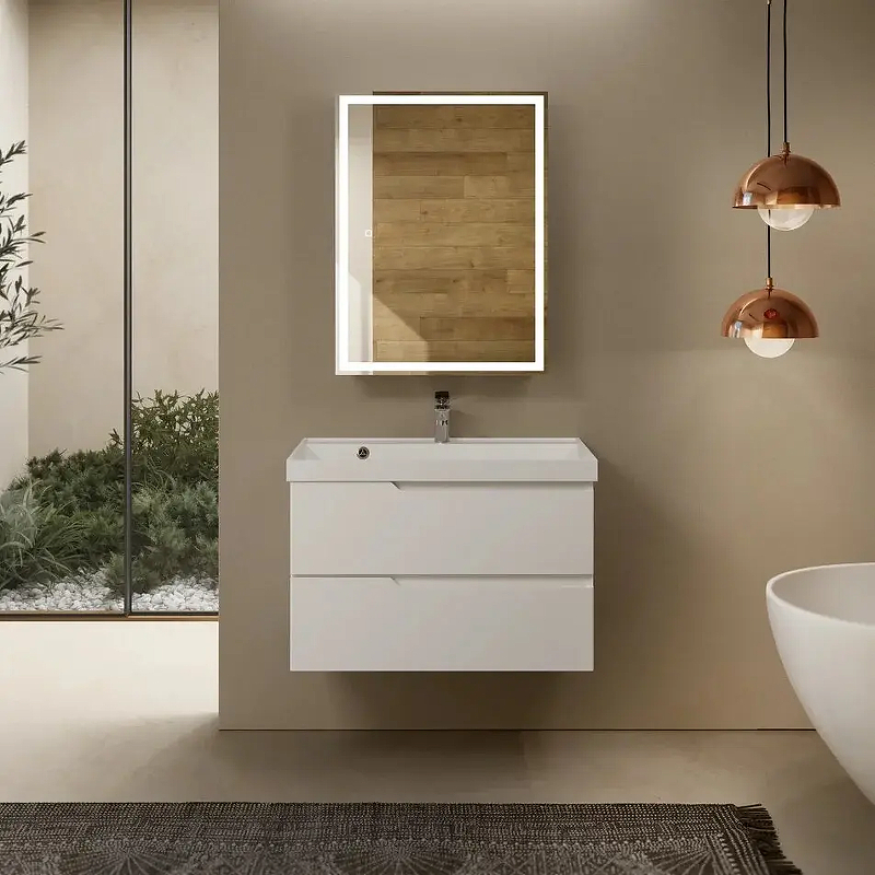 Тумба с раковиной AQUAme S3 AQM900380WH 80 см (белый) подвесная