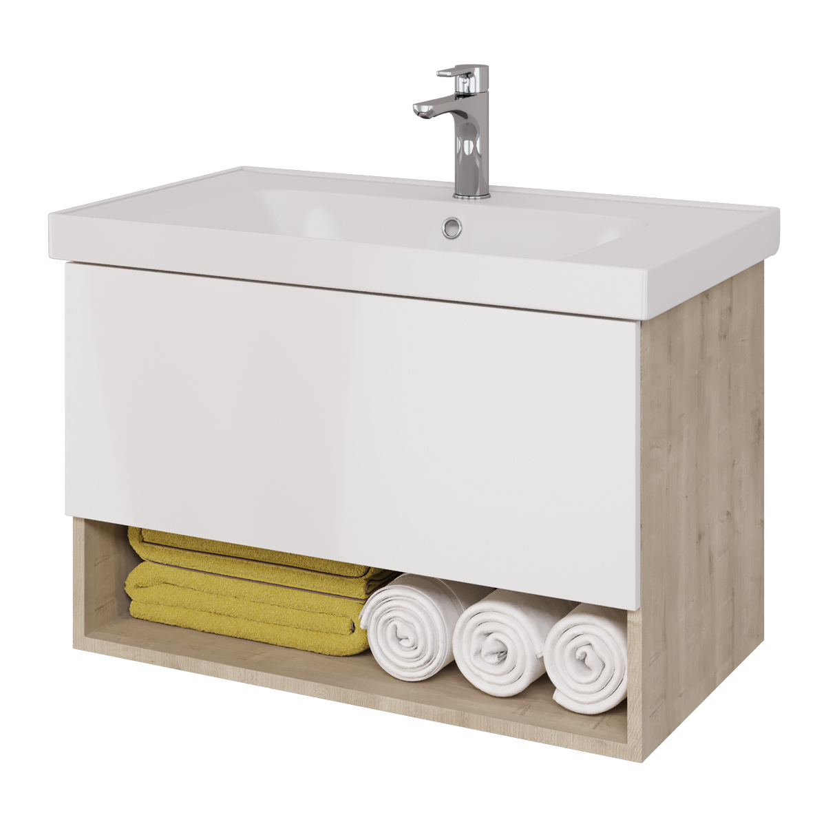 Тумба под раковину Dreja Perfecto 90 см (дуб эврика/белый) подвесная