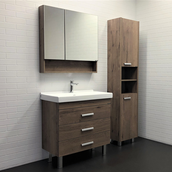 Тумба с раковиной Comforty Никосия 80Н 00-00007621 80 см (дуб тёмный) напольная