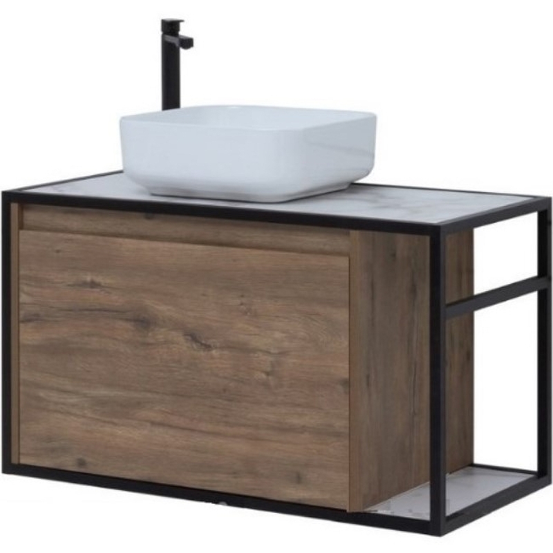 Тумба под раковину Aquanet Nova Lite Loft 90 см R (дуб рустикальный) подвесная