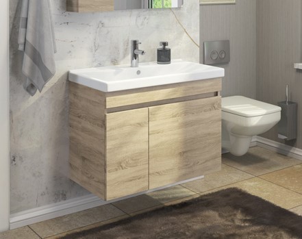 Тумба с раковиной Comforty Тромсе 00004142219 80 см (дуб сонома) подвесная