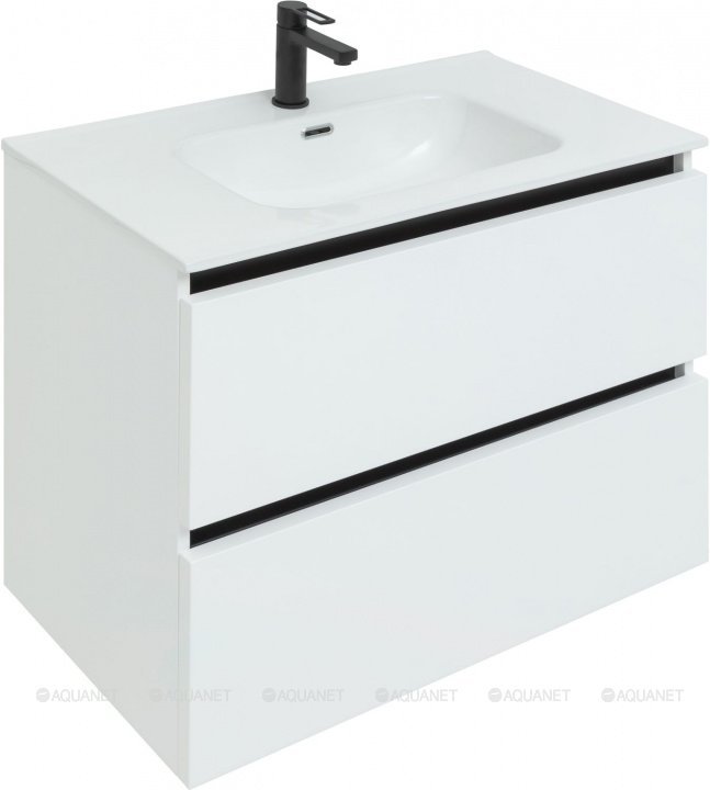 Тумба под раковину Aquanet De Aqua Ариетта NEW 80 см (белый матовый ) подвесная