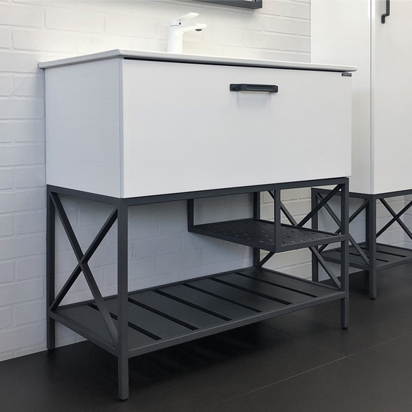 Тумба с раковиной Comforty Бредфорд 00-00009955 90 см (белый/графит) напольная