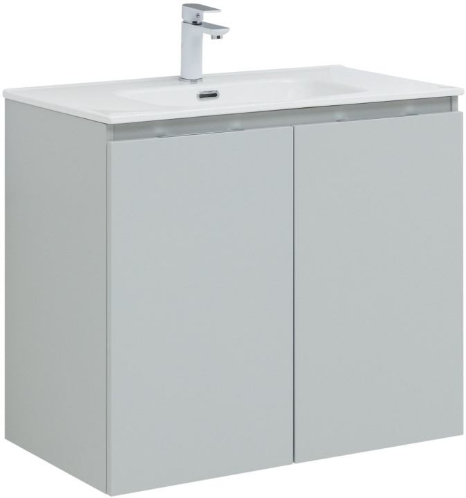 Тумба под раковину Aquanet Алвита New 277528 80 см (серый) 2 дверцы, подвесная