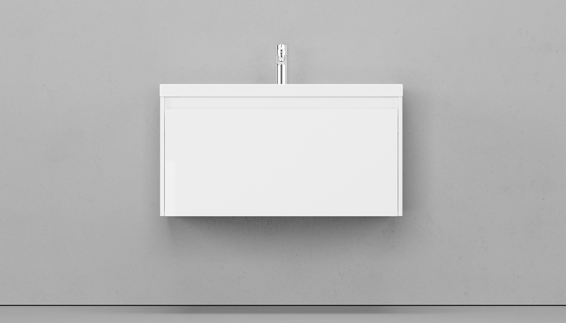 Тумба под раковину Velvex Klaufs 90 см NEW (белый) 1 ящик, подвесная