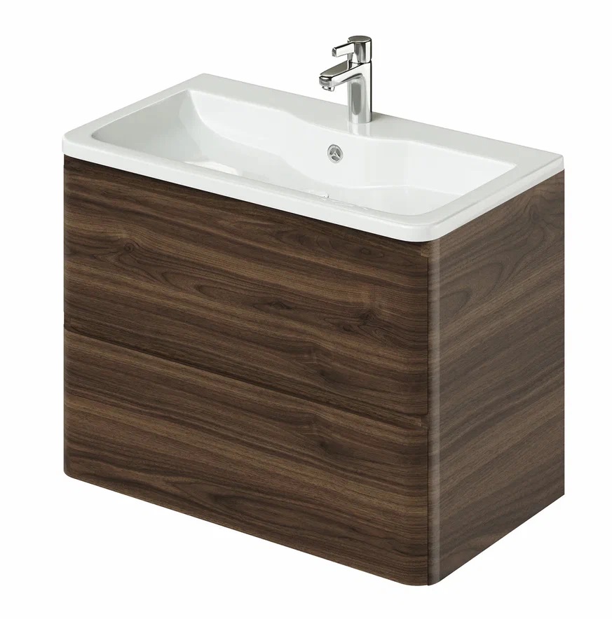 Тумба с раковиной Итана Roberto 4657834371675 80 см (орех пекан шоколад стронг) подвесная