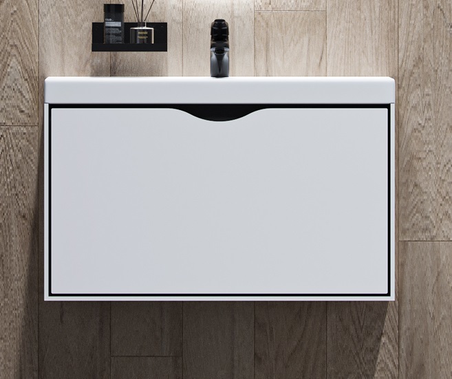 Тумба под раковину Velvex Rigli 80 см (белый/графит) 1 ящик, подвесная