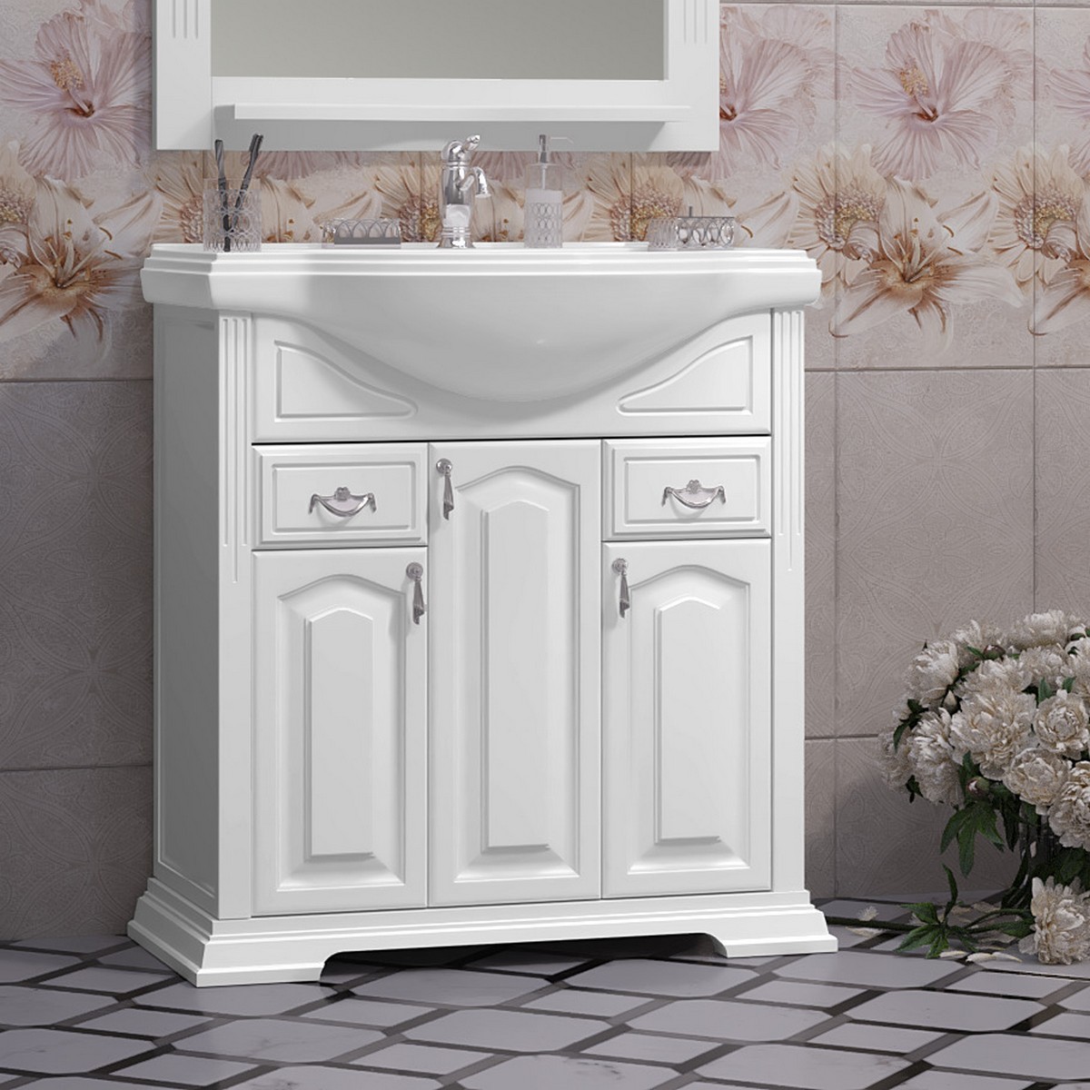 Тумба под раковину Opadiris Риспекто 00-00006024 80 см (белый матовый) напольная