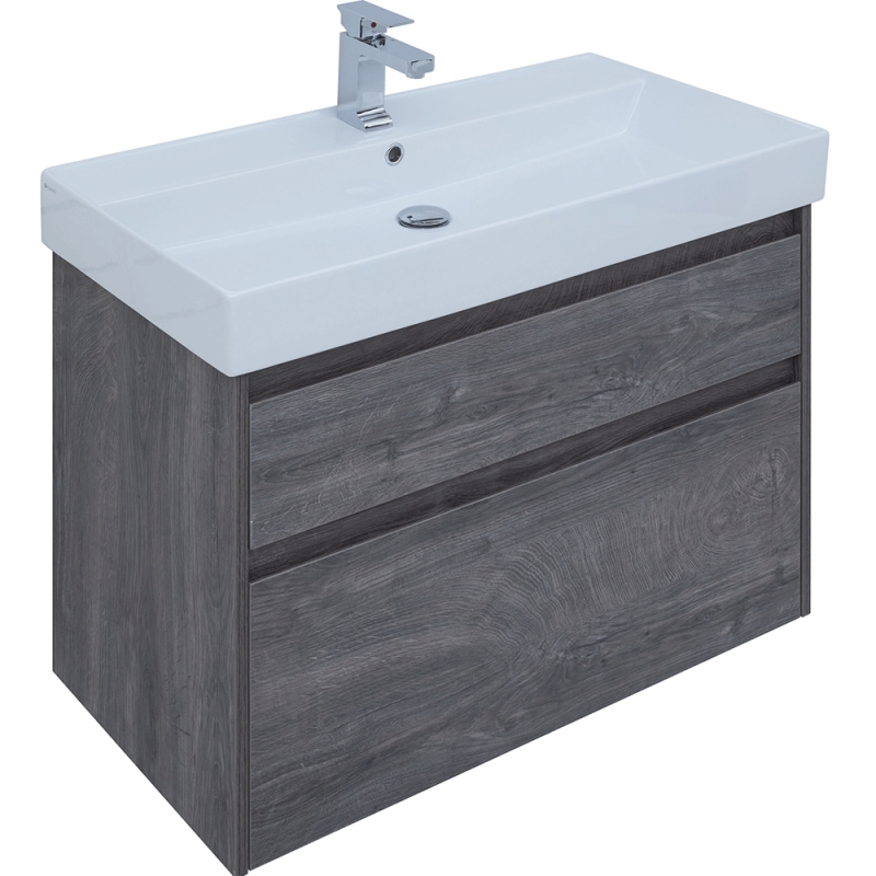 Тумба под раковину Aquanet Nova Lite 90 см (дуб рошелье) 2 ящика подвесная