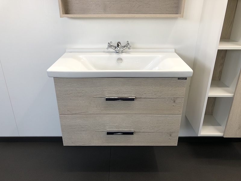 Тумба с раковиной Comforty Парма 00004143491 80 см (дуб дымчатый) подвесная