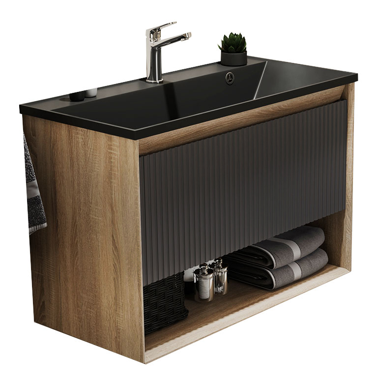 Тумба под раковину Jorno Tossony Toss.01.90/P/DS-A/JR 90 см (антрацит) подвесная