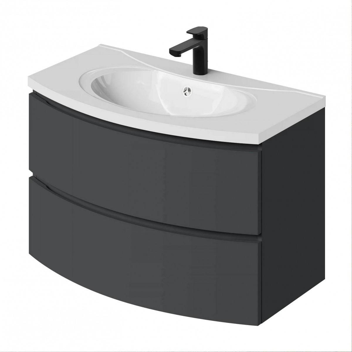 Тумба с раковиной Итана Arko 4657825878411 90 см (эмаль графит матовый) подвесная