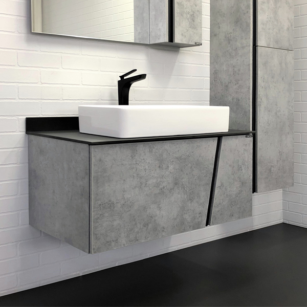 Тумба с раковиной Comforty Эдинбург 00004149881 90 см (бетон светлый) подвесная