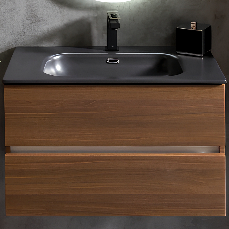 Тумба под раковину ArmadiArt Vallessi 837-080-D 80 см (дуб темный матовый) подвесная
