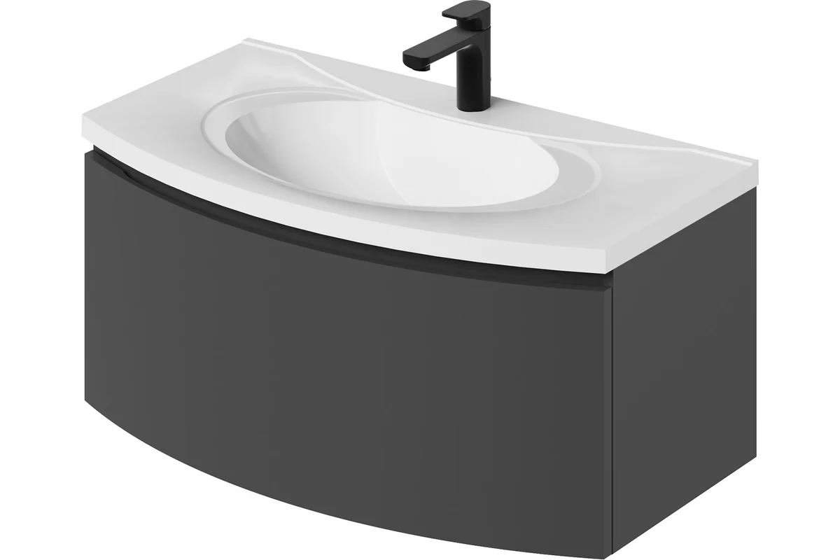 Тумба с раковиной Итана Arko Y 4657836462975 90 см (эмаль графит матовый) подвесная