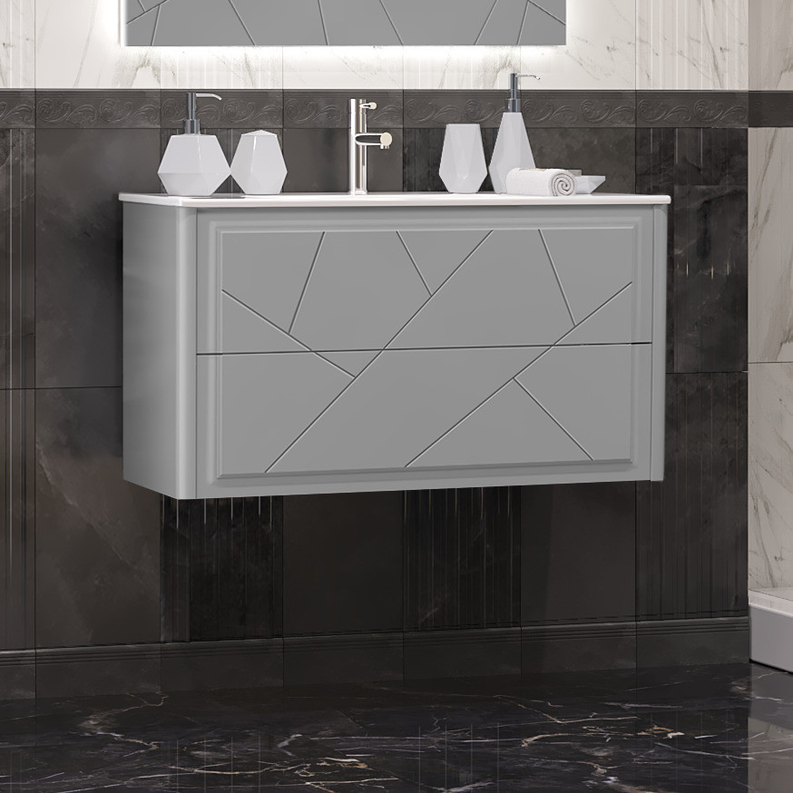 Тумба под раковину Opadiris Луиджи 00-00005940 90 см (серый матовый) подвесная