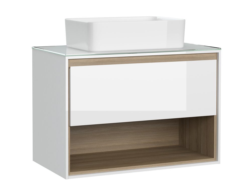 Тумба под раковину Cersanit Louna 80 SP-SZ-LOU80-BL/Wh (белый) подвесная