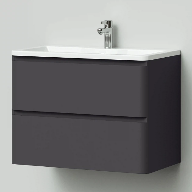 Тумба с раковиной Итана Roberto 4657784358375 80 см (графит) подвесная