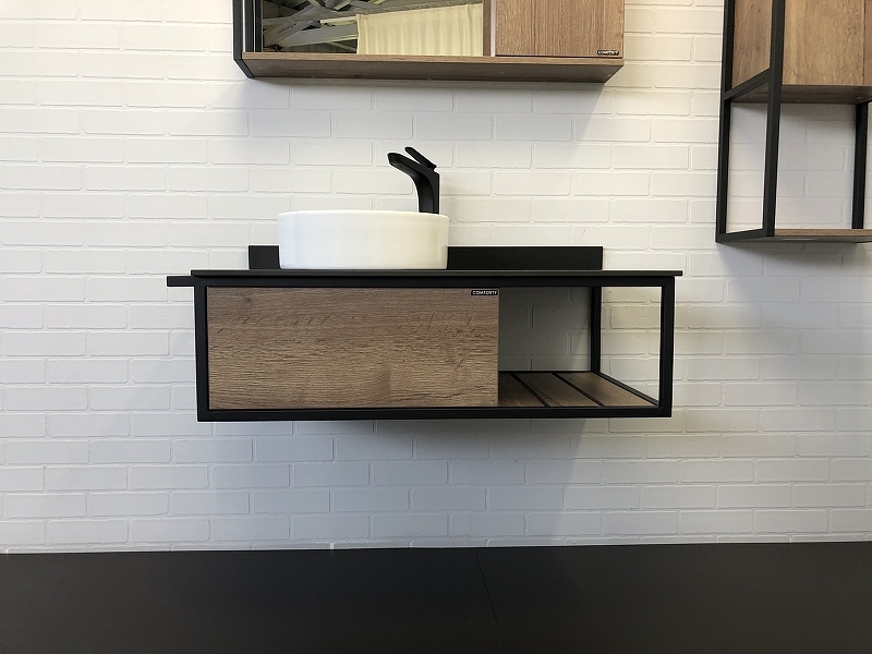 Тумба с раковиной Comforty Лиссабон L00-00006269 95 см (дуб тёмный) подвесная