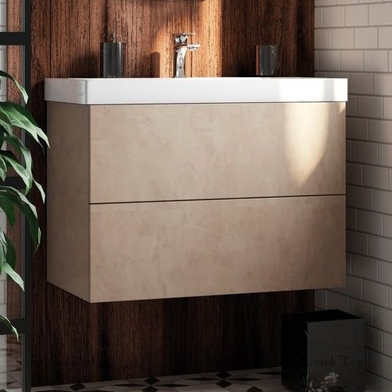 Тумба под раковину Art&Max Verona-Push AM-Verona-Push-800-2C-SO-St 80 см (камень светлый) подвесная