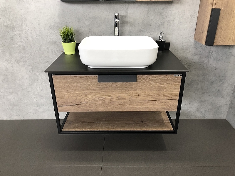 Тумба с раковиной Comforty Кёльн-1 00004149965 90 см (дуб тёмный) подвесная
