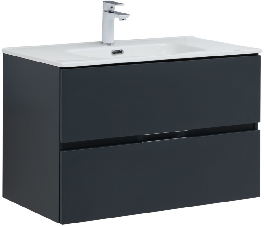 Тумба под раковину Aquanet Алвита New 277515 80 см (антрацит) 2 ящика, подвесная