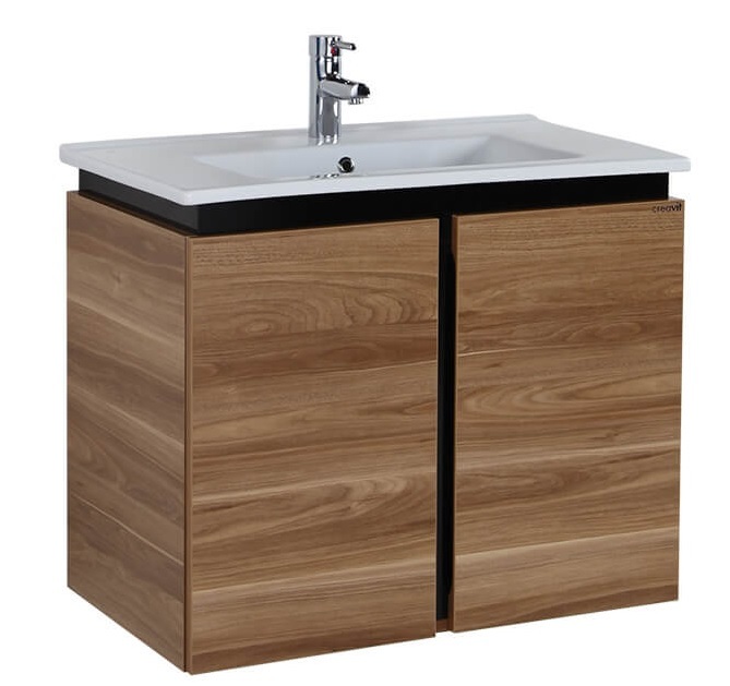 Тумба с раковиной Creavit Verti VE0080.42.VV 80 см (орех) подвесная