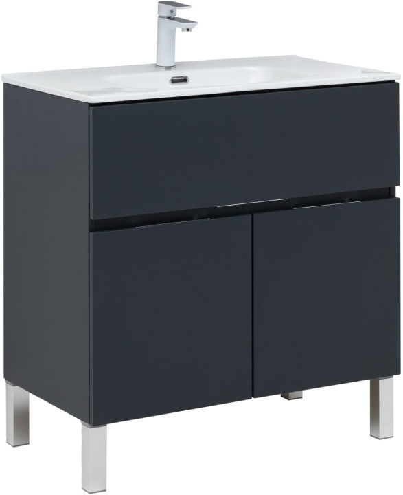 Тумба под раковину Aquanet Алвита New 277551 80 см (антрацит) 1 ящик 2 дверцы, напольная