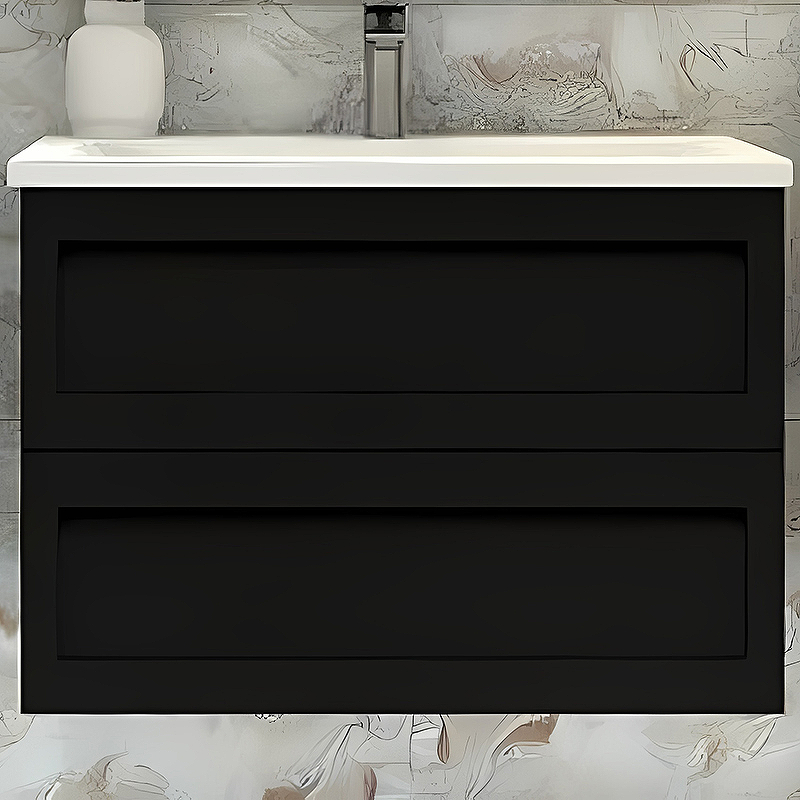 Тумба под раковину Art&Max Platino AM-Platino-900-2C-SO-NM-Cer 90 см (чёрный матовый) подвесная