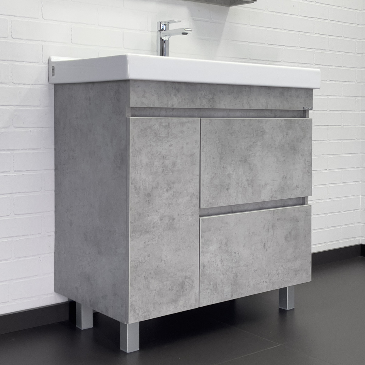 Тумба с раковиной Comforty Осло-80Н 00-00012959 80 см (бетон светлый) напольная