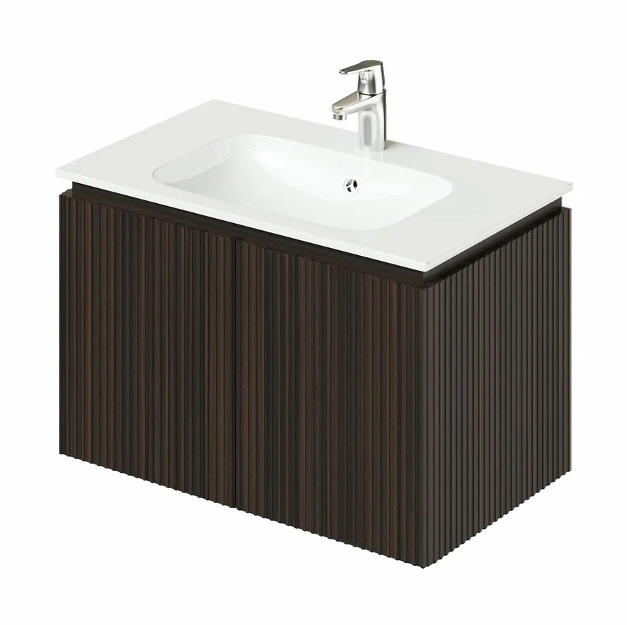 Тумба с раковиной Итана BAND 4657826222626 80 см (эвкалипт африканский) подвесная