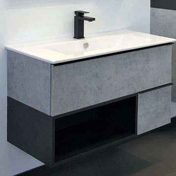 Тумба с раковиной Comforty Франкфурт 00-00007342 90 см (бетон светлый) подвесная