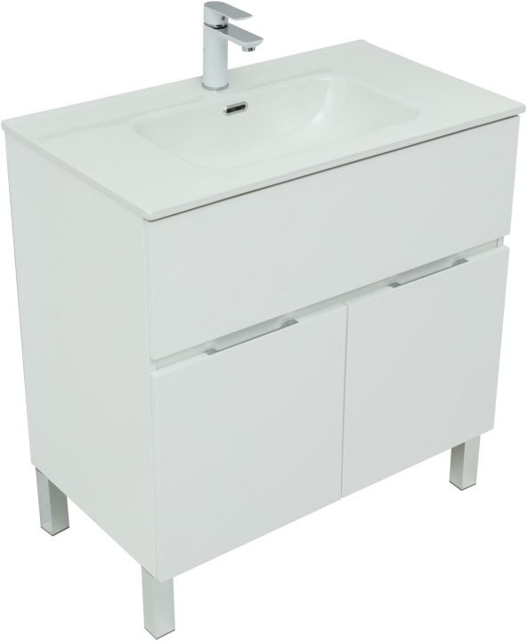 Тумба под раковину Aquanet Алвита New 277550 80 см (белый матовый) 1 ящик 2 дверцы, напольная
