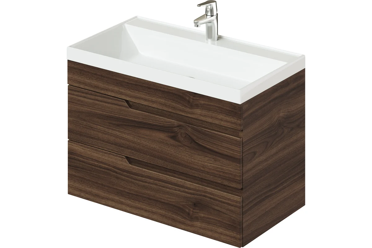 Тумба с раковиной Итана Alexa 4657834373211 80 см (орех пекан шоколад стронг) подвесная