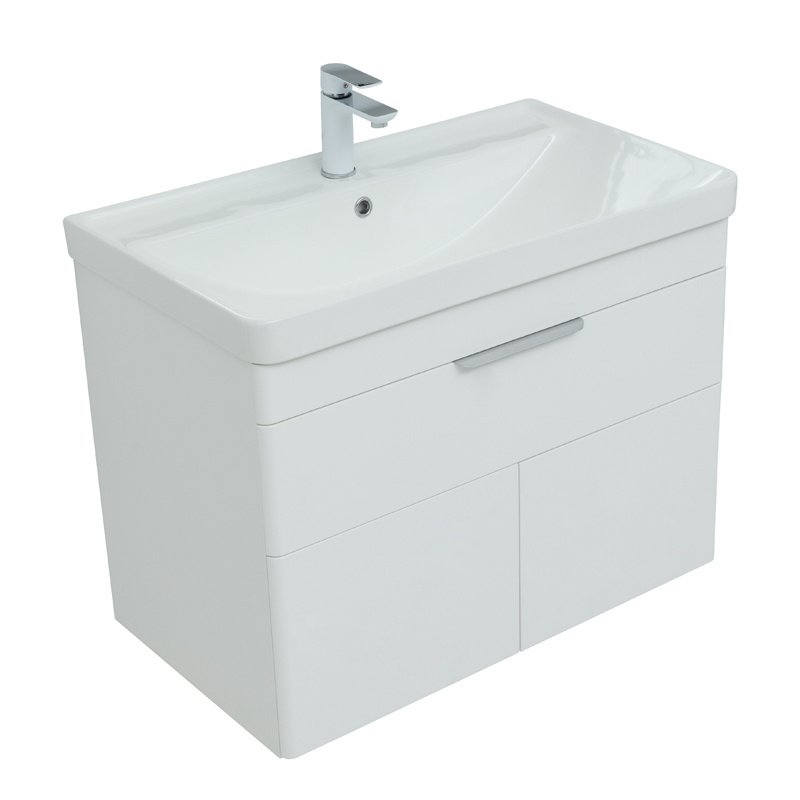 Тумба под раковину Aquanet Ирис new 310150 80 см (белый) 1 ящик 2 дверцы, подвесная