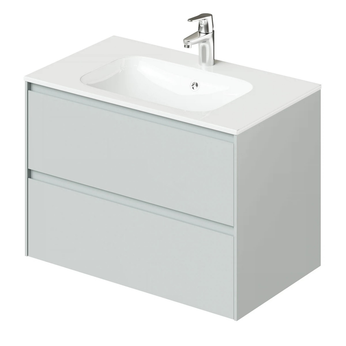 Тумба с раковиной Итана Slim 4657810334335 80 см (серо-зеленый матовый) подвесная