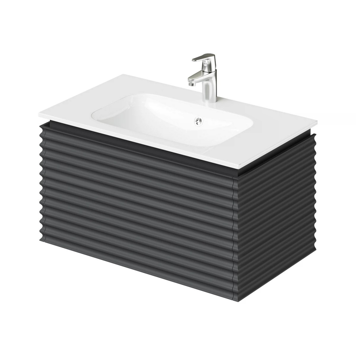 Тумба с раковиной Итана Eva 4657821042977 80 см (эмаль графит матовый) подвесная