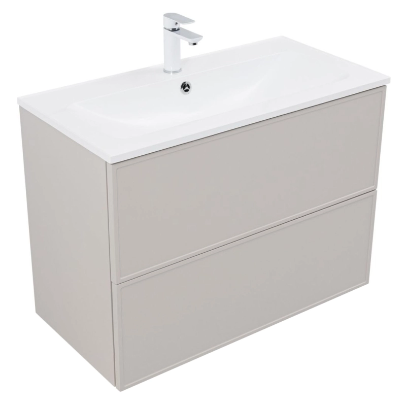 Тумба под раковину Aquanet Арт 343968 90 см (бежевый) подвесная