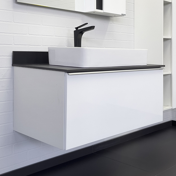 Тумба с раковиной Comforty Милан 00-00014007 90 см (белый/чёрный мрамор) подвесная