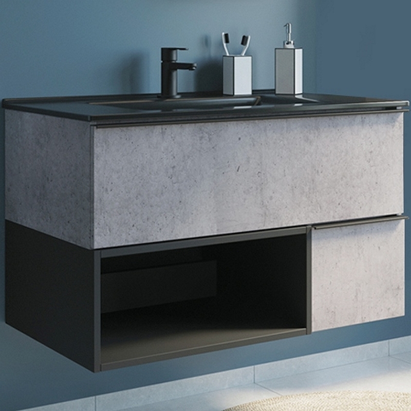 Тумба с раковиной Comforty Франкфурт 00-00006503 90 см (бетон светлый) подвесная